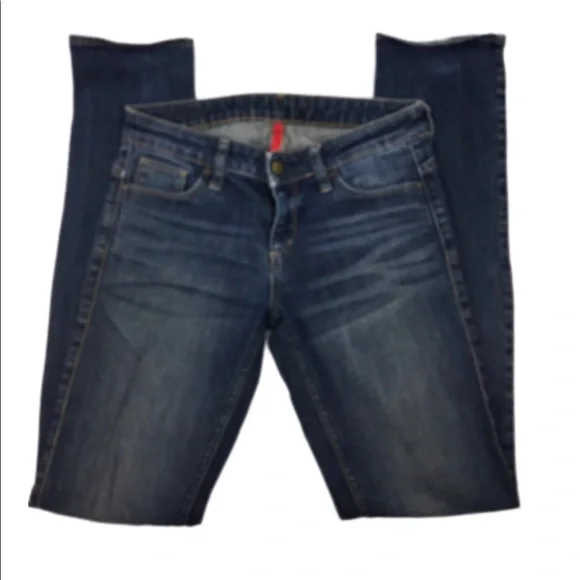 Uniqlo Jeans Uj Skinny Fit Straight Mid Rise Blue Denim Jeans